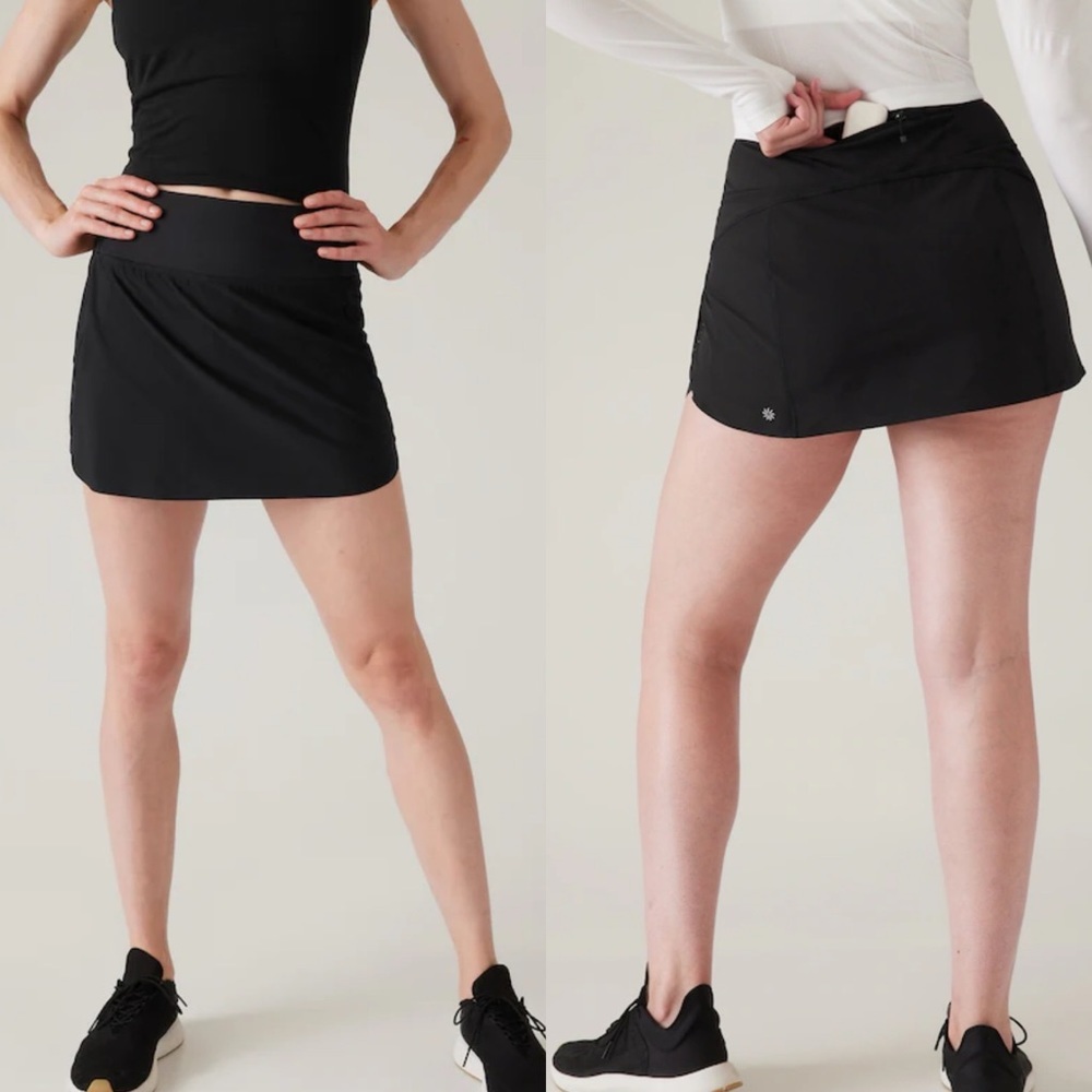 Athleta Run With It 14" Skort Black Size 1X Stretch Fabric UPF Trail Skirt NWT